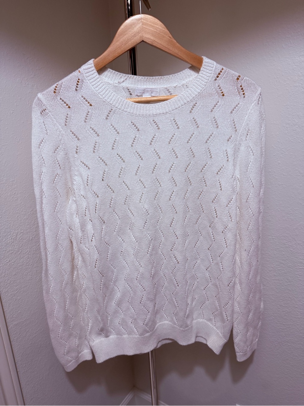 White Knit Crewneck Sweater - Women